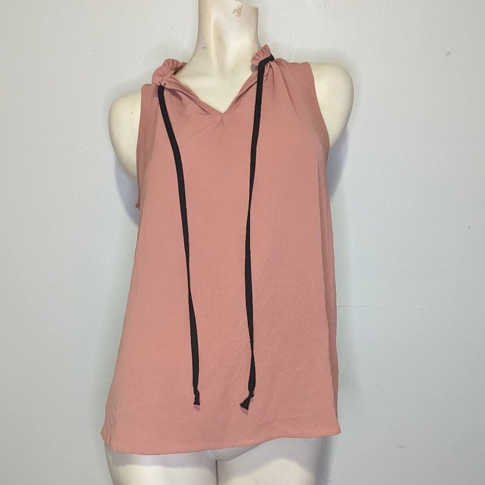 Lily Rose Peach Pink Sleeveless Chiffon Blouse M EUC